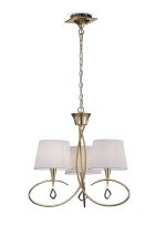 Mara 64cm Pendant 3 Light E14, French Gold With Ivory White Shades