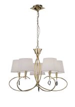 Mara 78cm Pendant 5 Light E14, French Gold With Ivory White Shades