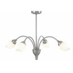 Rimini 51cm Pendant 4 Light G9 Satin Chrome/Opal Glass