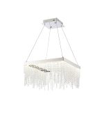 Bano Square Dimmable Pendant 29W LED, 4000K, 3400lm, Polished Chrome / Crystal Chain, 3yrs Warranty