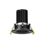 Bruve 10 Dimmable Tridonic 10W 676lm 3000K 24°, Matt Black IP65 Fixed Recessed round Downlight, NO DRIVER REQUIRED, 5yrs Warranty