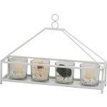(DH) Athena 5 Candle Holder Medium White/Clear Glass