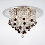 Atla 50cm Flush Ceiling 6 Light G9 Polished Chrome/Acrylic Trim/Crystal Supplied With 25 Additional Black Crystal Spheres