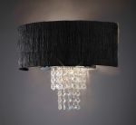 Nerissa Wall Lamp With Black Shade 2 Light E14 Polished Chrome/Crystal