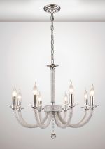 Elena 70cm Pendant 8 Light E14 Polished Chrome/Crystal