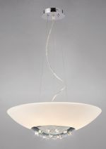 Amada 45cm Pendant 6 Light G9, Polished Chrome/Opal White Glass
