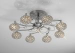 Cara 62cm Semi Flush 8 Light G9 Satin Nickel/Crystal