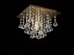 Acton Flush Ceiling 1 Light E14, 250mm Square, Antique Brass/Prism Crystal