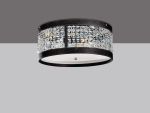 Celsa 45cm Flush Ceiling 4 Light E14 Polished Chrome/Dark Brown Faux Leather/Crystal