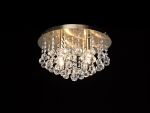 Acton Flush Ceiling 4 Light E14, 38cm Round, Antique Brass/Sphere Crystal