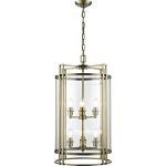 Eaton 42cm Pendant 6 Light E14 Antique Brass/Glass