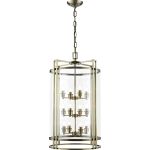 Eaton 53cm Pendant 12 Light E14 Antique Brass/Glass (Pallet Shipment Only, Additional Charges May Apply.) Item Weight: 17.6kg
