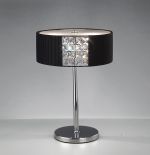Evelyn Crystal Table Lamp Round With Black Shade 2 Light E27 Polished Chrome