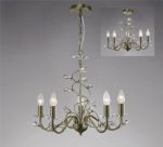 Willow 50cm Pendant WITHOUT SHADE 5 Light E14 Antique Brass/Crystal