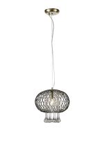 Chelsie 28cm Medium Pendant 1 Light E14 Antique Brass/Clear Beaded Glass