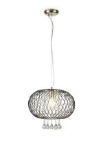 Chelsie 38cm Large Pendant 1 Light E27 Antique Brass/Clear Beaded Glass