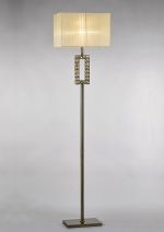 Florence Rectangle Floor Lamp With Cream Shade 1 Light E27 Antique Brass/Crystal