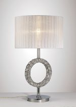 Florence Round Crystal Table Lamp With White Shade 1 Light E27 Polished Chrome