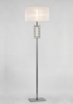 Florence Rectangle Floor Lamp With White Shade 1 Light E27 Polished Chrome/Crystal