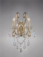 Vela Wall Lamp Switched 2 Light E14 French Gold/Crystal