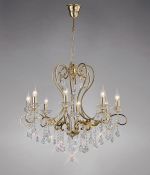 Vela 76cm Pendant 8 Light E14 French Gold/Crystal