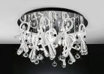 Class 60cm Flush Ceiling Round 20 Light G4 Polished Chrome/White Glass/Crystal, NOT LED/CFL Compatible