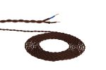 Cavo 1m Brown Braided Twisted 2 Core 0.75mm Cable VDE Approved (qty ordered will be supplied as one continuous length)