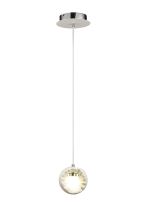 Salvio 15cm Ceramic Round Sculpture Pendant 1 x 3W LED 4200K Chrome/White, 3yrs Warranty