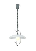 Riva 40cm Rise & Fall Pendant 1 Light E27, Polished Chrome/Opal White Glass Shade