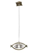 Kromo Pendant 1 Light G9, Antique Brass