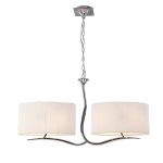Eve Linear Pendant 2 Arm 4 Light E27, Polished Chrome With White Oval Shades