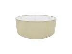 Serena Round Cylinder, 450 x 150mm Faux Silk Fabric Shade, Ivory Pearl/White Laminate