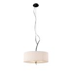 Eve 50cm Single Pendant 3 Light E27, Polished Chrome With White Round Shade