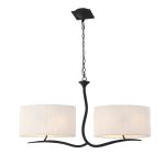 Eve Linear Pendant 2 Arm 4 Light E27, Anthracite With White Oval Shades