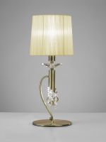 Tiffany Crystal Table Lamp 1+1 Light E14+G9, Antique Brass With Cream Shade & Clear Crystal