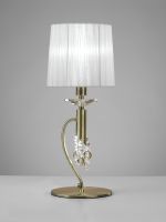 Tiffany Crystal Table Lamp 1+1 Light E14+G9, Antique Brass With White Shade & Clear Crystal