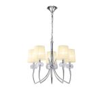 Loewe Pendant 5 Light E14, Polished Chrome With Cream Shades