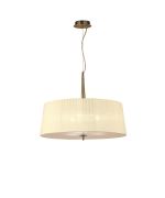 Loewe 55cm Single Pendant 3 Light E27, Antique Brass With Cream Shade
