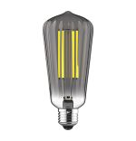 Classic Style LED Tradition Tip/S ST64 E27 Dimmable Lamp 6.5W 2100K Extra Warm White, 350lm, Smoke Ripple Glass, 3yrs Warranty