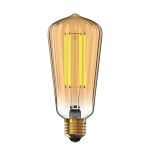 Classic Style LED Tradition Tip/S ST64 E27 Dimmable Lamp 6.5W 2100K Extra Warm White, 350lm, Gold Ripple Glass, 3yrs Warranty