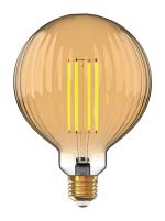 Classic Style LED Globe 120mm E27 Dimmable Lamp 6.5W 2100K Extra Warm White, 400lm, Gold Ripple Glass, 3yrs Warranty