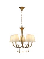 Paola Pendant 70cm Round, 5 x E14 (Max 40W), Gold Painting, Cream Shades