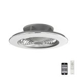 Alisio 63cm 70W LED Dimmable Ceiling Light With Built-In 35W DC Fan With Single Speed Reverse, Chrome/Grey Finish c/w Remote Control, 4900lm