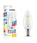 Value Classic LED Candle E14 2W Cool White Lamp, 4000K, 250lm, (Clear), 3yrs Warranty