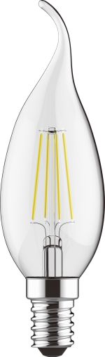 Value Classic LED Candle Tip Dimmable Lamp E14 4W Warm White 2700K  400lm, Clear Finish
