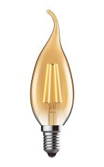 Value Classic LED Candle Tip Dimmable Lamp E14 4W Warm White 2200K  470lm, Amber Finish