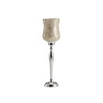 (DH) Trina Mosaic Candle Holder Large Polished Chrome