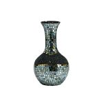 (DH) Addison Mosaic Vase Small Blue/Silver/French Gold