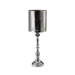 (DH) Amira Glass Art Candle Holder Large Polished Chrome/Pattern