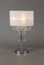 Freida Crystal Table Lamp With White Shade 3 Light E14 Polished Chrome